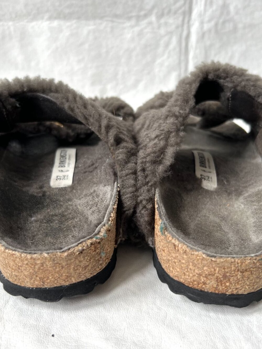 Birkenstock sandals Arizona Big Buckle Shearling teddy gray EU 37 6 6.5 slides - Picture 4 of 13